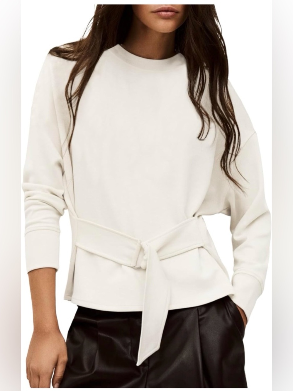NWT WHITE PEPLUM BELTED TOP-S